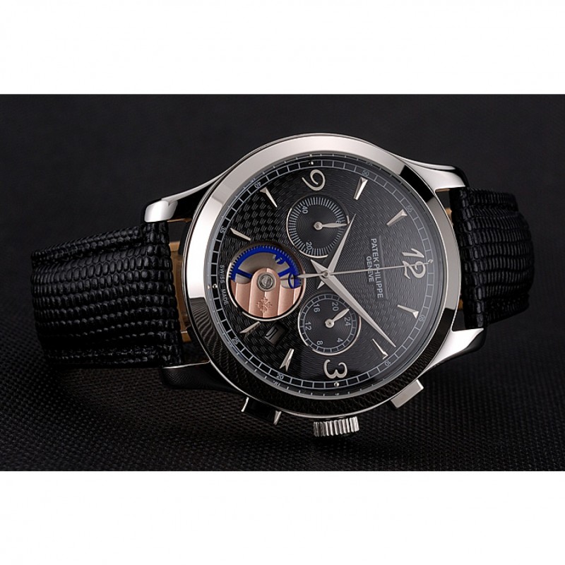 Patek Philippe Chronograph - Complications - Quartz - Japanese - Polished Stainless Steel - Black