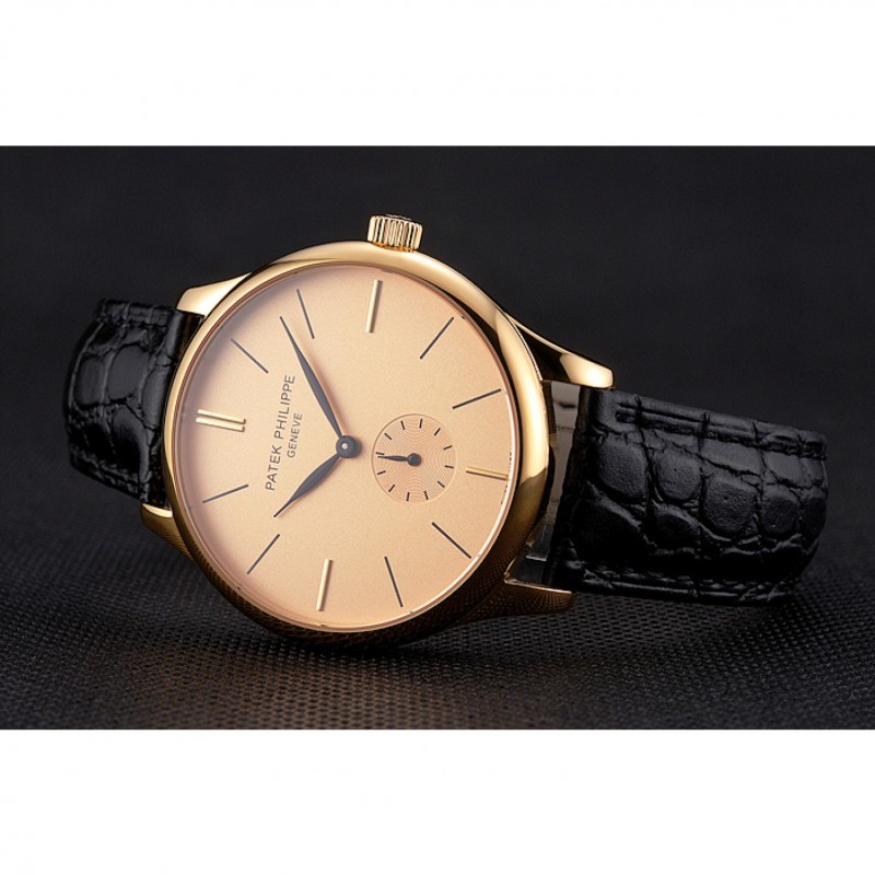 Patek Philippe Calatrava Replica Watch, Automatic Movement, 18k Yellow Gold Plated, Sapphire