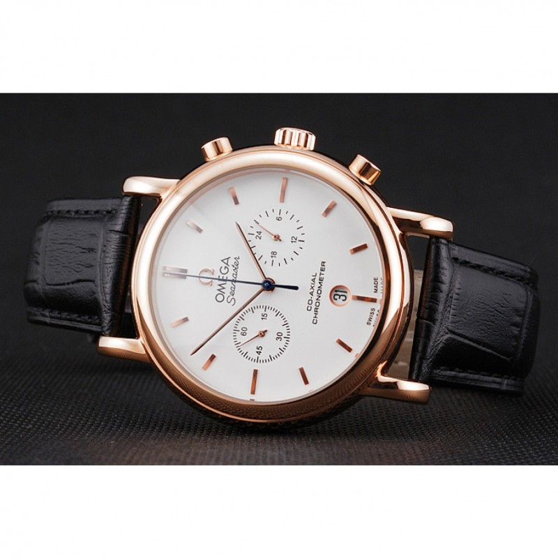 - Omega Seamaster Quartz Replica Watch - White Dial - 18k Rose-Gold - Model 15202ST.OO.1240ST.01