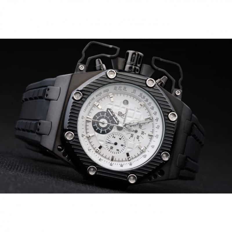 Audemars Piguet Royal Oak Offshore 3278 Replica Watch, White Dial, Black Rubber Strap, Chronograph