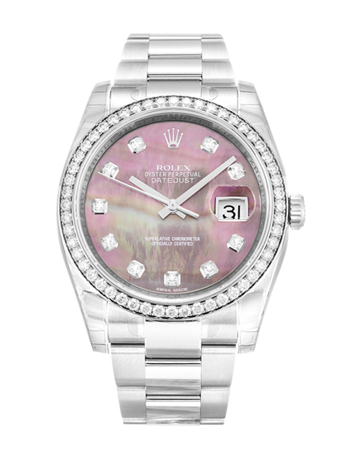 - Rolex Datejust 116244 Ladies Automatic - 36mm Steel & White Gold Set with Diamonds - Mother