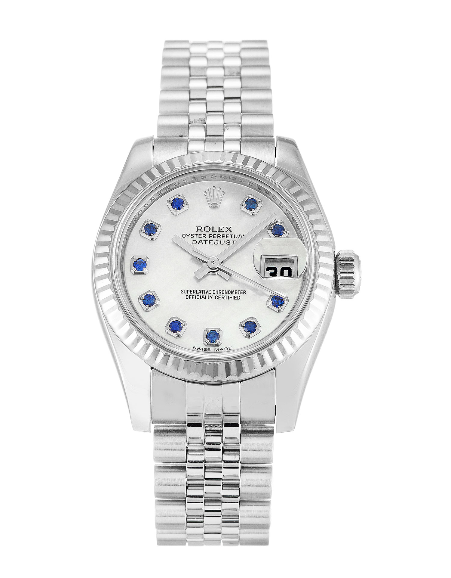 Rolex Datejust Lady 179174 Automatic Watch, 26MM Steel Case, White Gold & Mother Of Pearl Dial