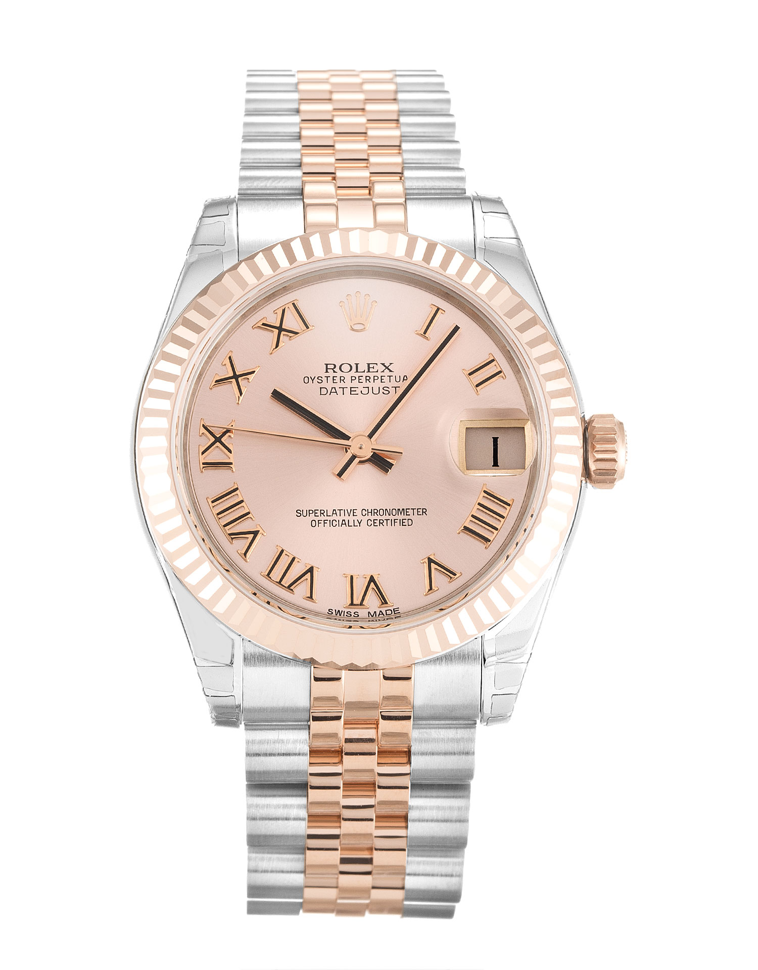 Rolex Datejust 178271 Replica Watch, Automatic, 31MM Steel & Rose Gold Case, Pink Roman Numeral Dial
