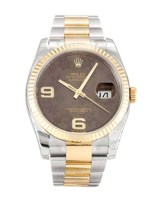 Rolex Datejust 116233 Replica Watch, Automatic Movement, 36mm Steel & Yellow Gold Case, Floral