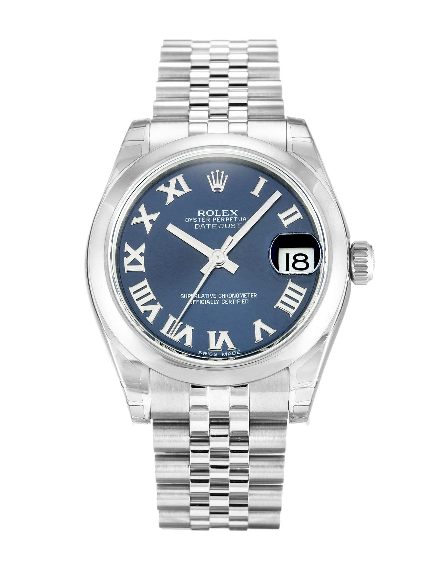 Rolex Datejust Lady 178240 Replica Watch, Automatic, Steel Case, 30 MM, Blue Roman Numeral Dial