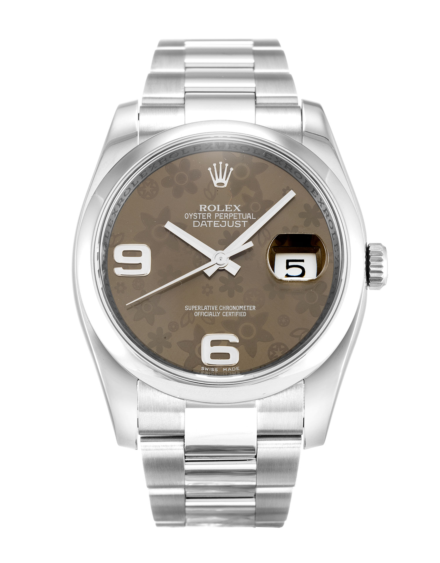 Rolex Datejust 116200 Replica Watch, Automatic, Silver Dial, Steel Case, Unisex, 36mm, Floral