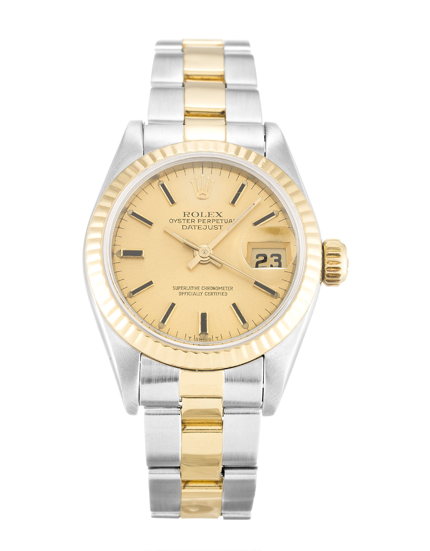 Rolex Datejust Lady 69173 Replica Watch, Automatic, 26mm, Steel/Yellow Gold, Champagne Baton Dial