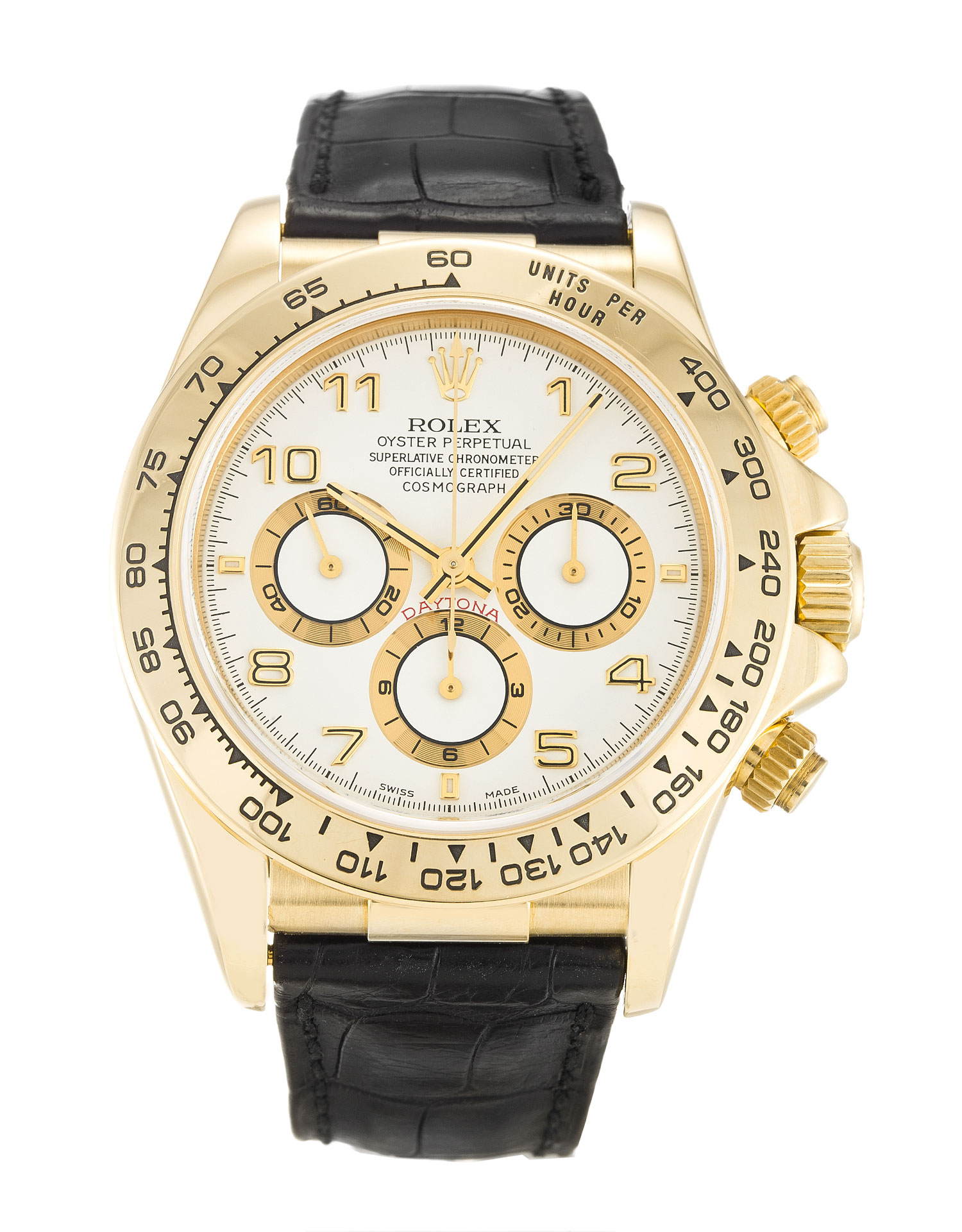 Rolex Daytona 16518 Replica Watch, Automatic Movement, 40MM Yellow Gold Case, White Arabic Dial