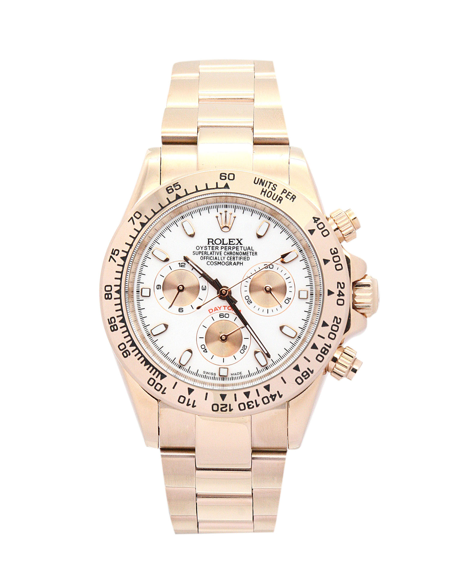 Rolex Daytona 116505 Automatic Mens Replica Watch 40MM Rose Gold Baton Dial Water Resistant