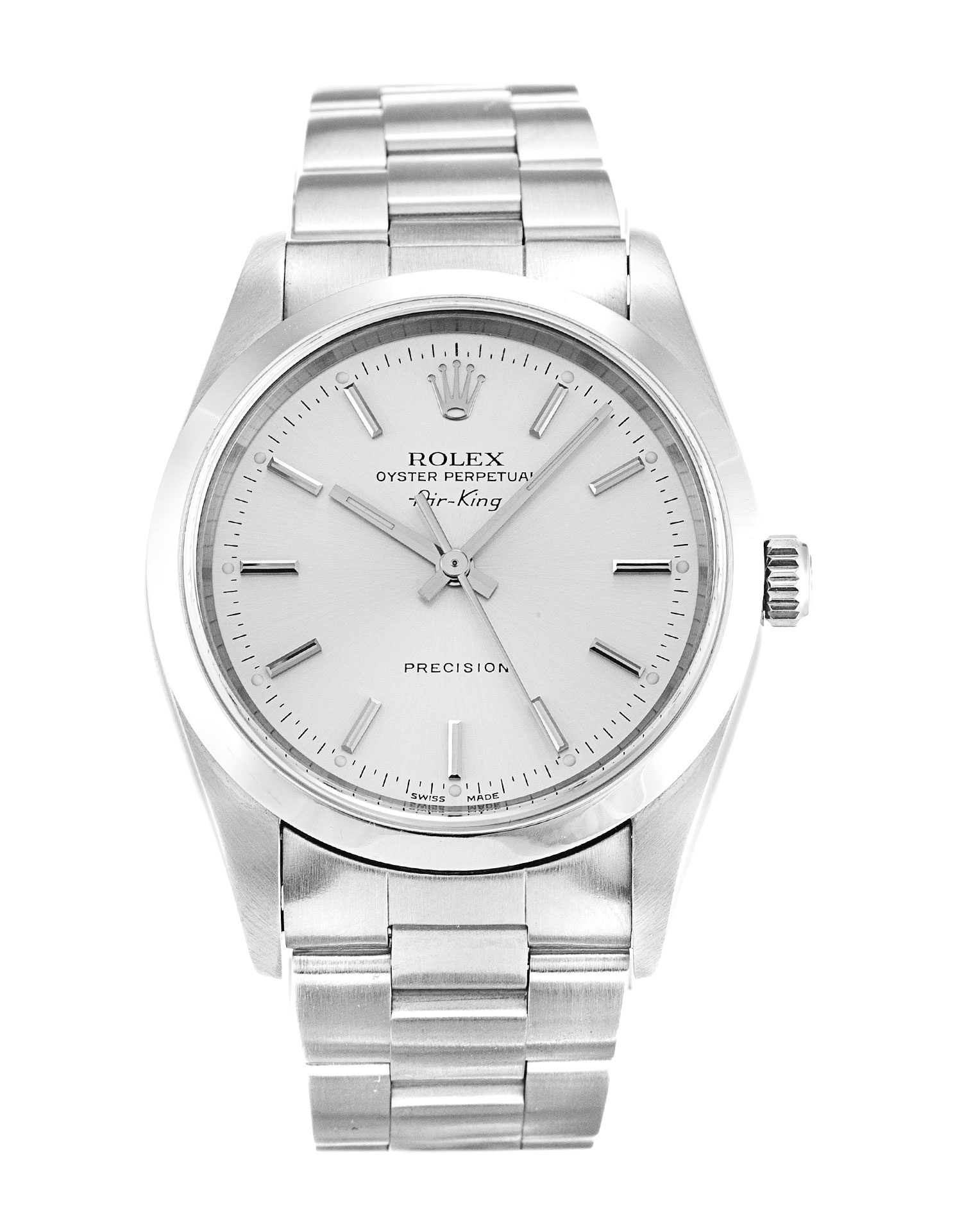 Rolex Air-King 14000M - Automatic Watch - Replica - 34mm Steel Case - Silver Baton Dial