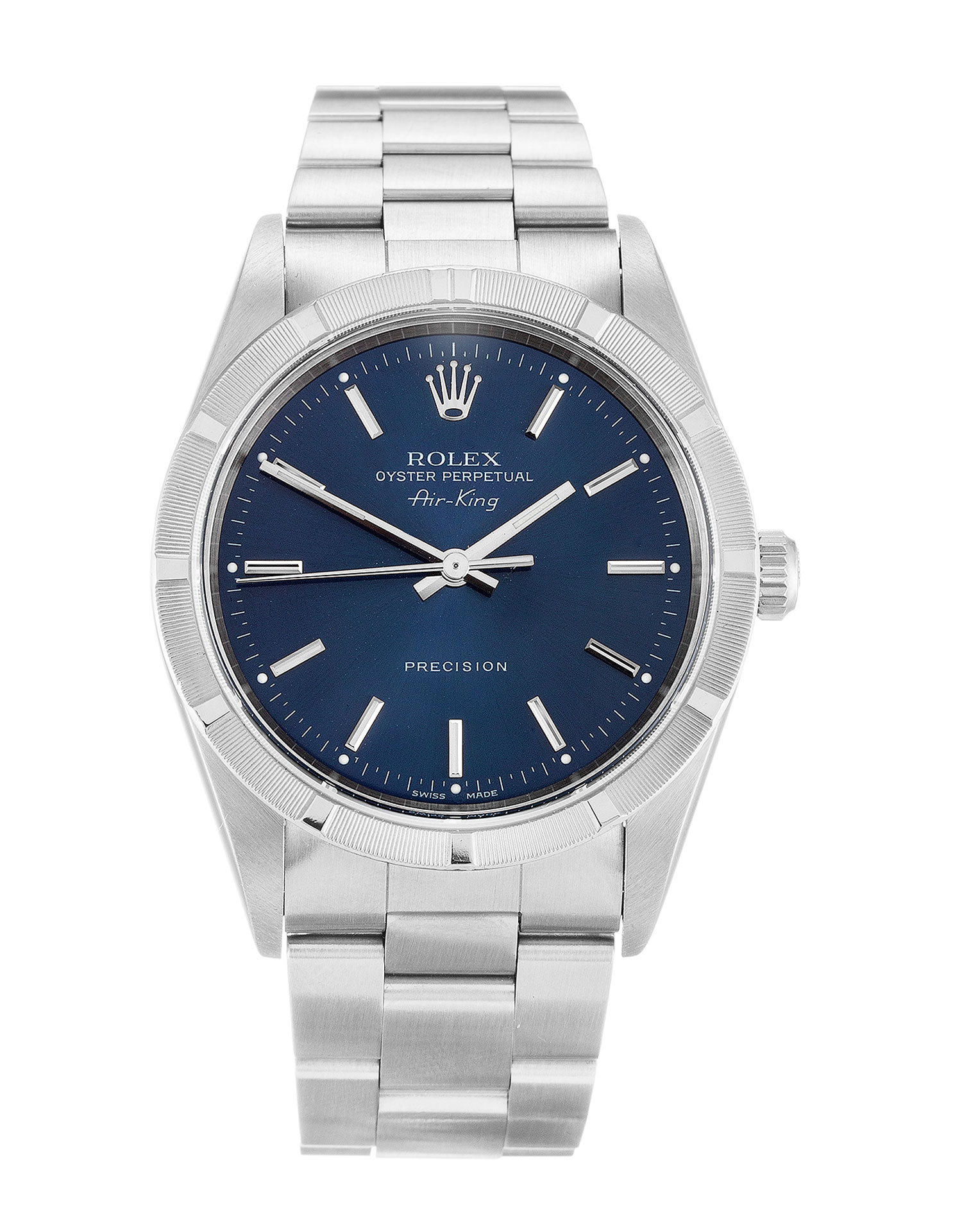 - 14010M - Rolex Air-King Replica Watch - Automatic - Blue Baton Dial - 34 MM Steel Case