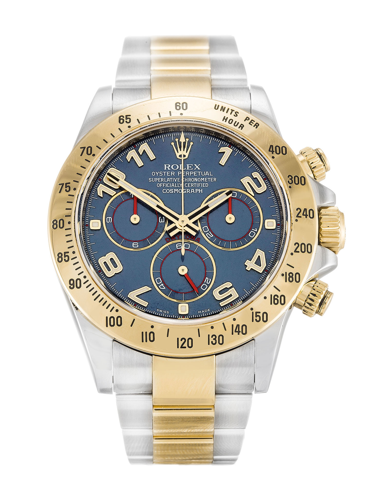 Rolex Daytona 116523-40 MM Replica Watch, Automatic Movement, Steel & Yellow Gold Case, Blue Arabic