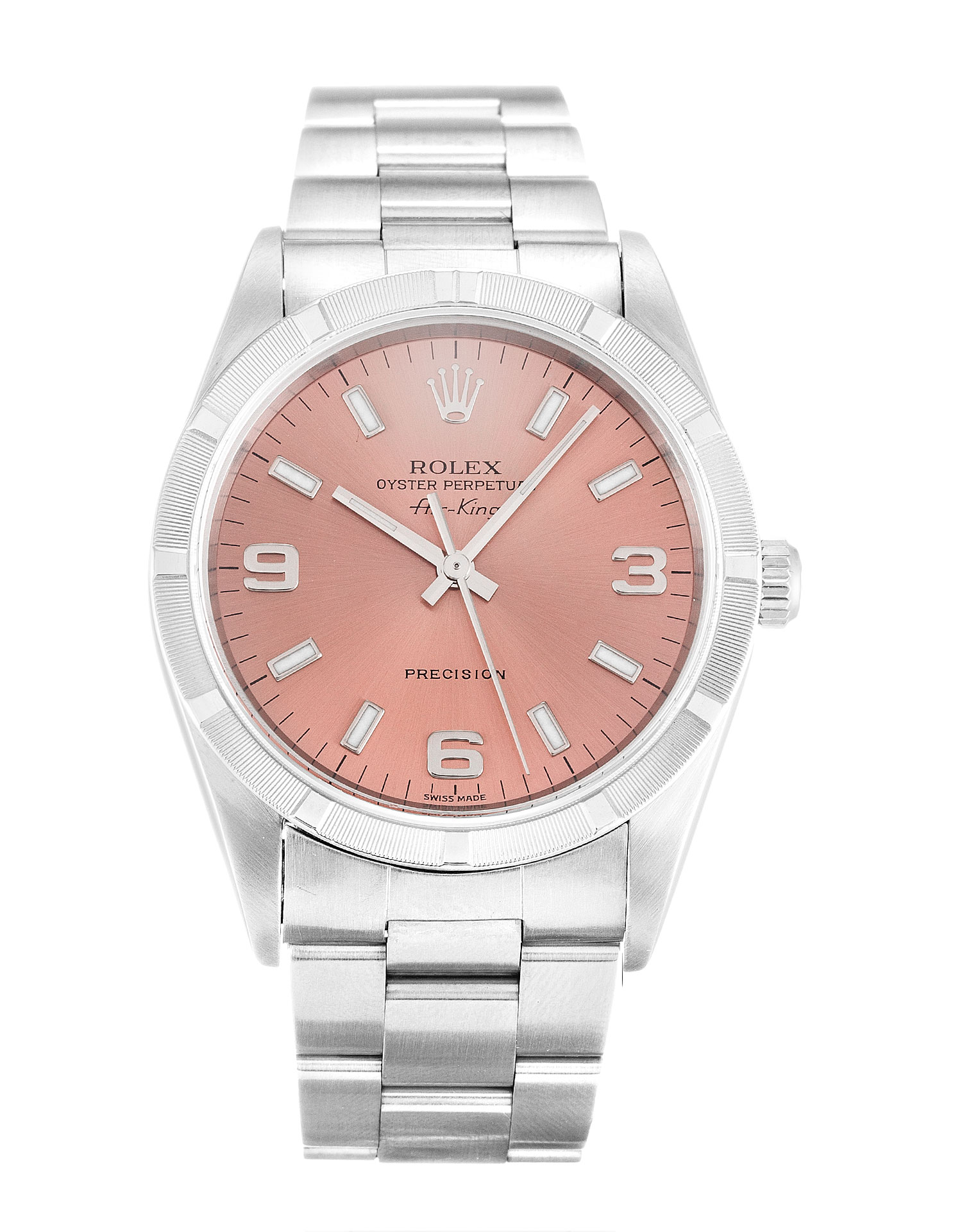Rolex Air-King 14010M Replica Watch, Automatic Movement, 34mm Steel Case, Salmon Quarter Arabic Dial
