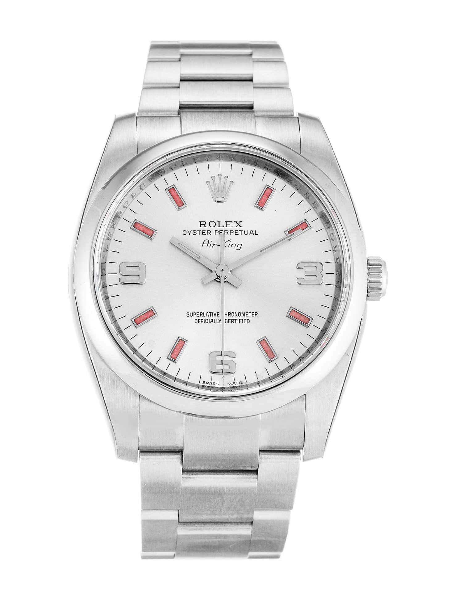 Rolex Air-King 114200 Replica Watch, Automatic Movement, Silver Dial, Steel Case, 34mm Unisex Steel