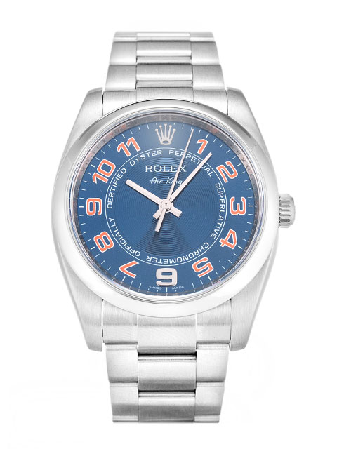 Rolex Air-King 114200 Replica Watch, Automatic Movement, 34 MM Steel Case, Blue Arabic Dial