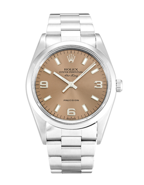 Rolex Air-King 14000 Replica Watch, Automatic Movement, 34mm Steel Case, Salmon Quarter Arabic Dial