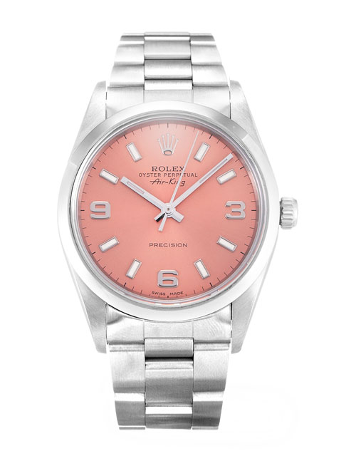 Rolex AIR-KING 14000 Automatic 34MM Steel Pink Quarter Arabic Dial Replica Watch