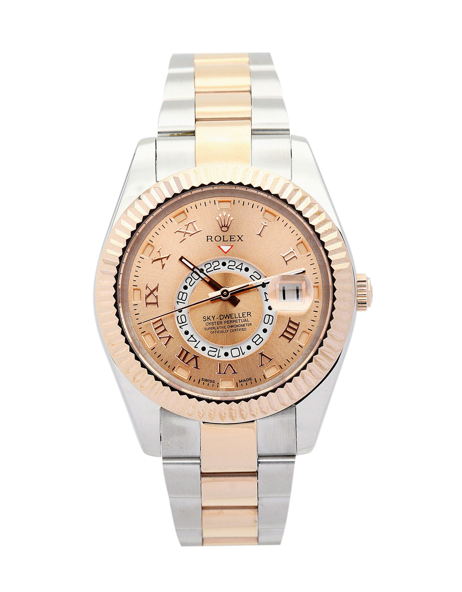 Rolex Sky-Dweller 326938 Automatic Replica Watch, 42MM Rose Gold Case, Champagne Arabic Dial
