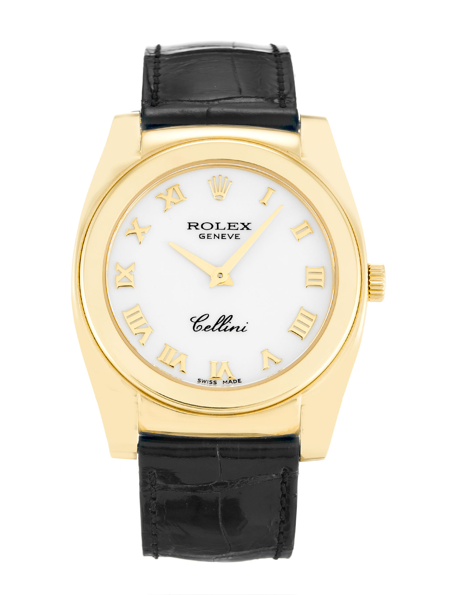 Rolex Cellini 5320/8 Automatic, 32 MM Yellow Gold, White Roman Numeral Dial, Unisex, Crocodile C