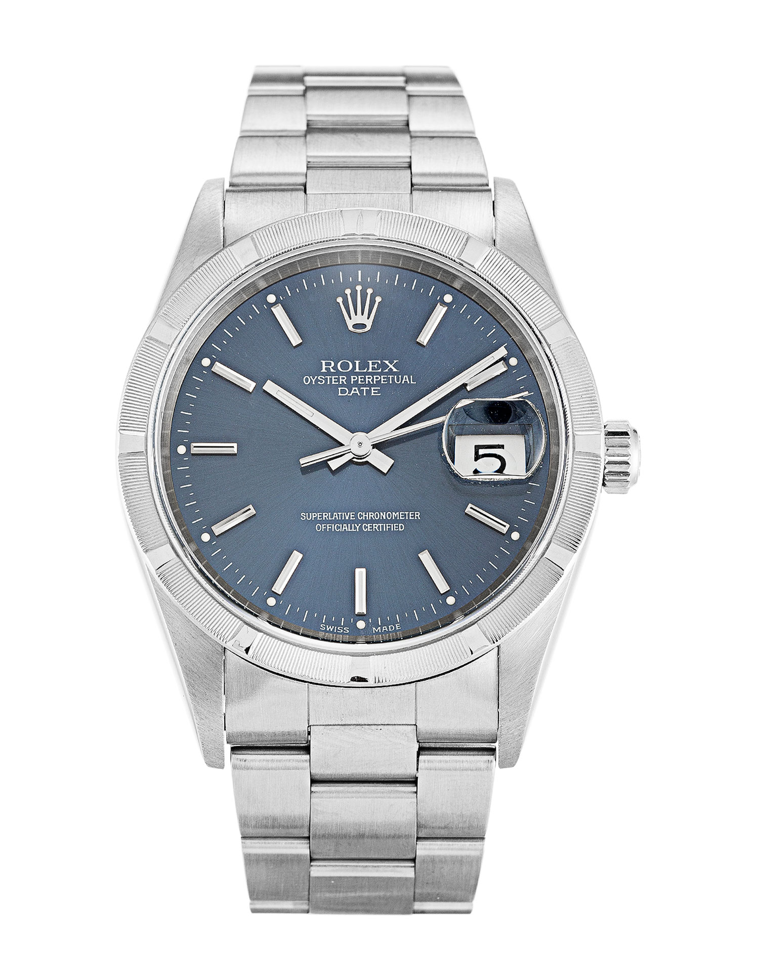 Rolex Oyster Perpetual Date 15210 Automatic Blue Baton Dial Steel Watch Replica