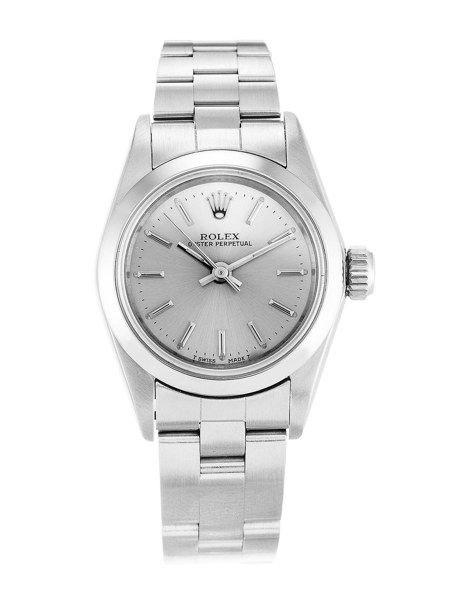 Rolex Lady Oyster Perpetual 67180 Automatic Silver Baton Dial - Steel Case - Replica Watch