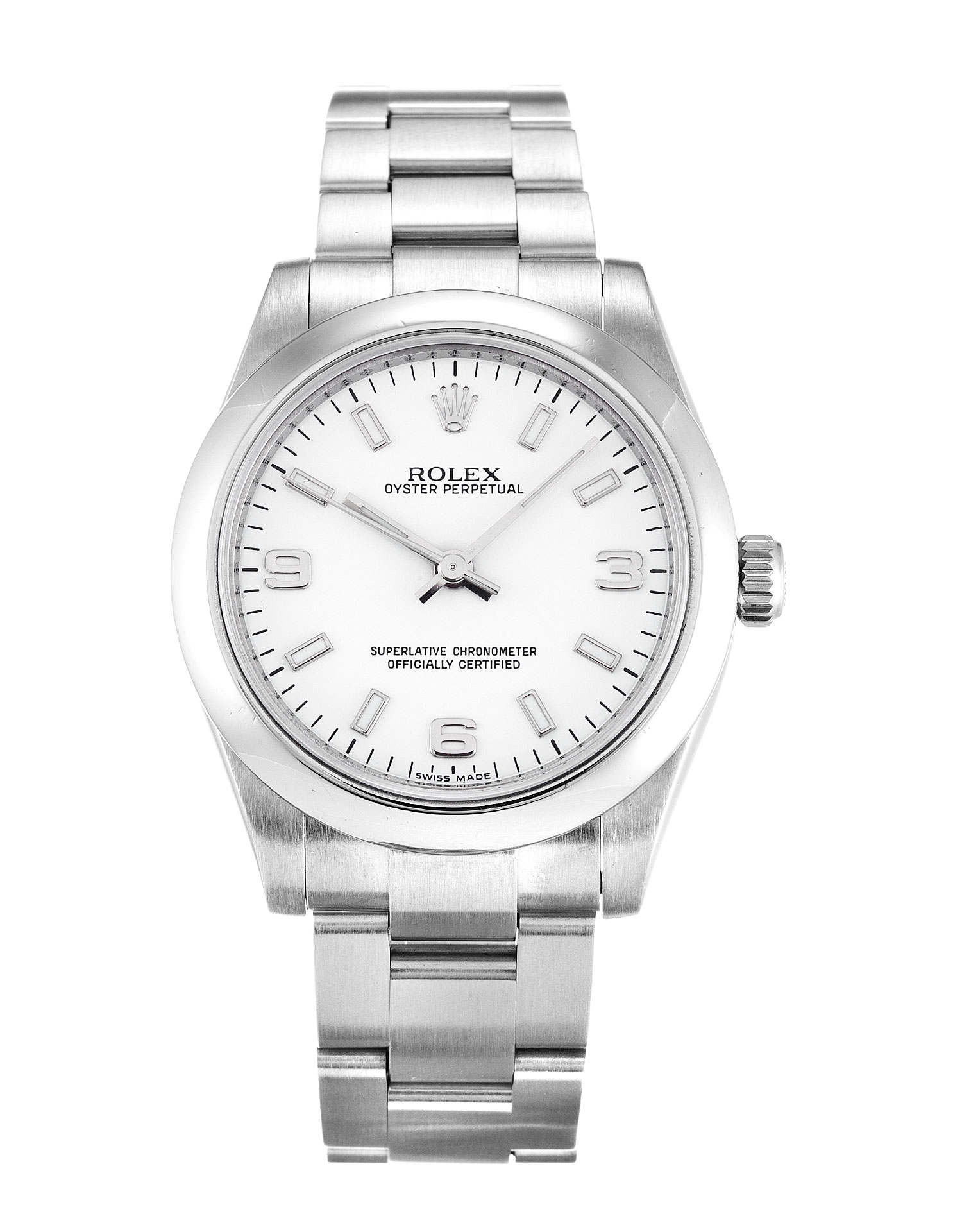Rolex Lady Oyster Perpetual 177200 Automatic Steel Case White Arabic Dial Steel Bracelet Ladies
