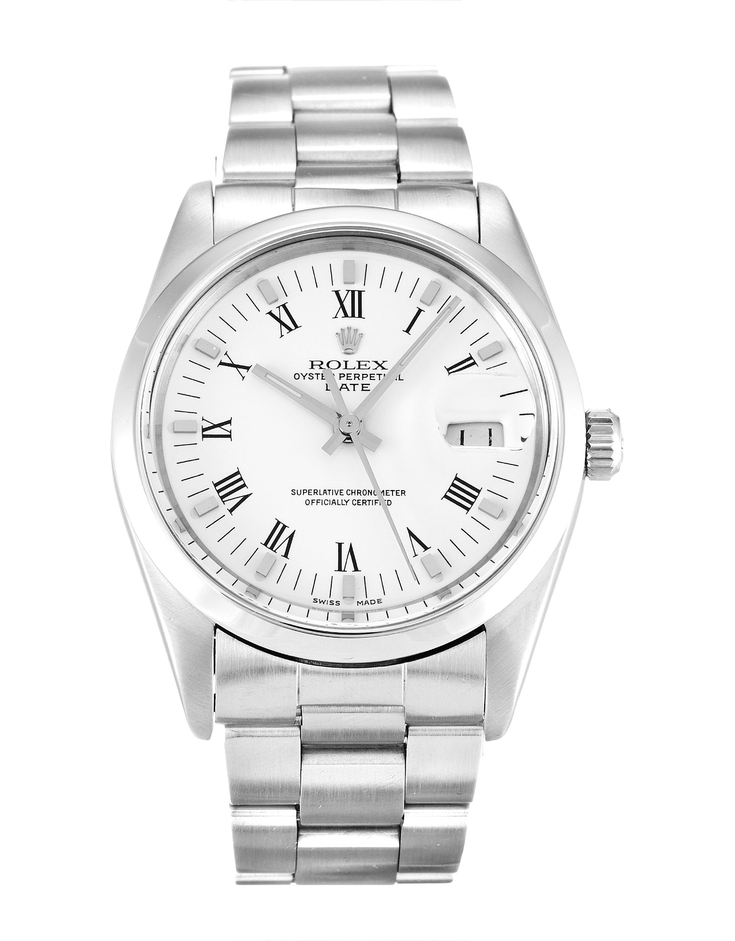 Rolex Oyster Perpetual Date 15000 Automatic Steel Case White Roman Numeral Dial Replica Watch
