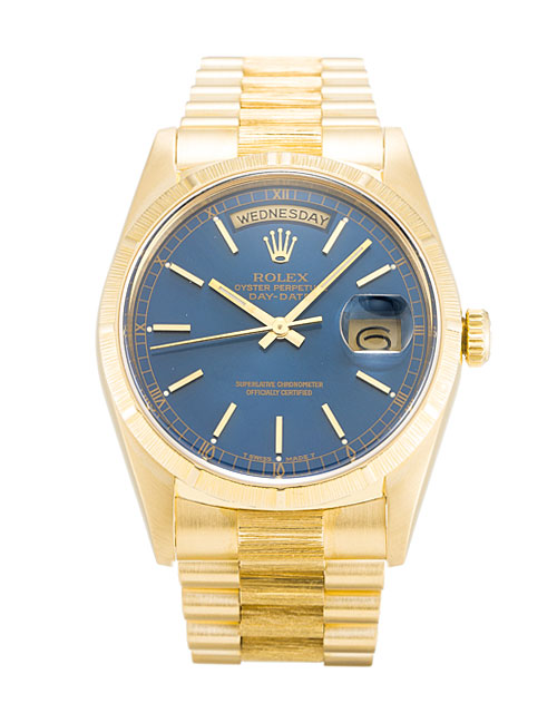 Rolex Day-Date 18248 Mens Automatic Watch, 36mm Yellow Gold Case & Bracelet, Blue Dial