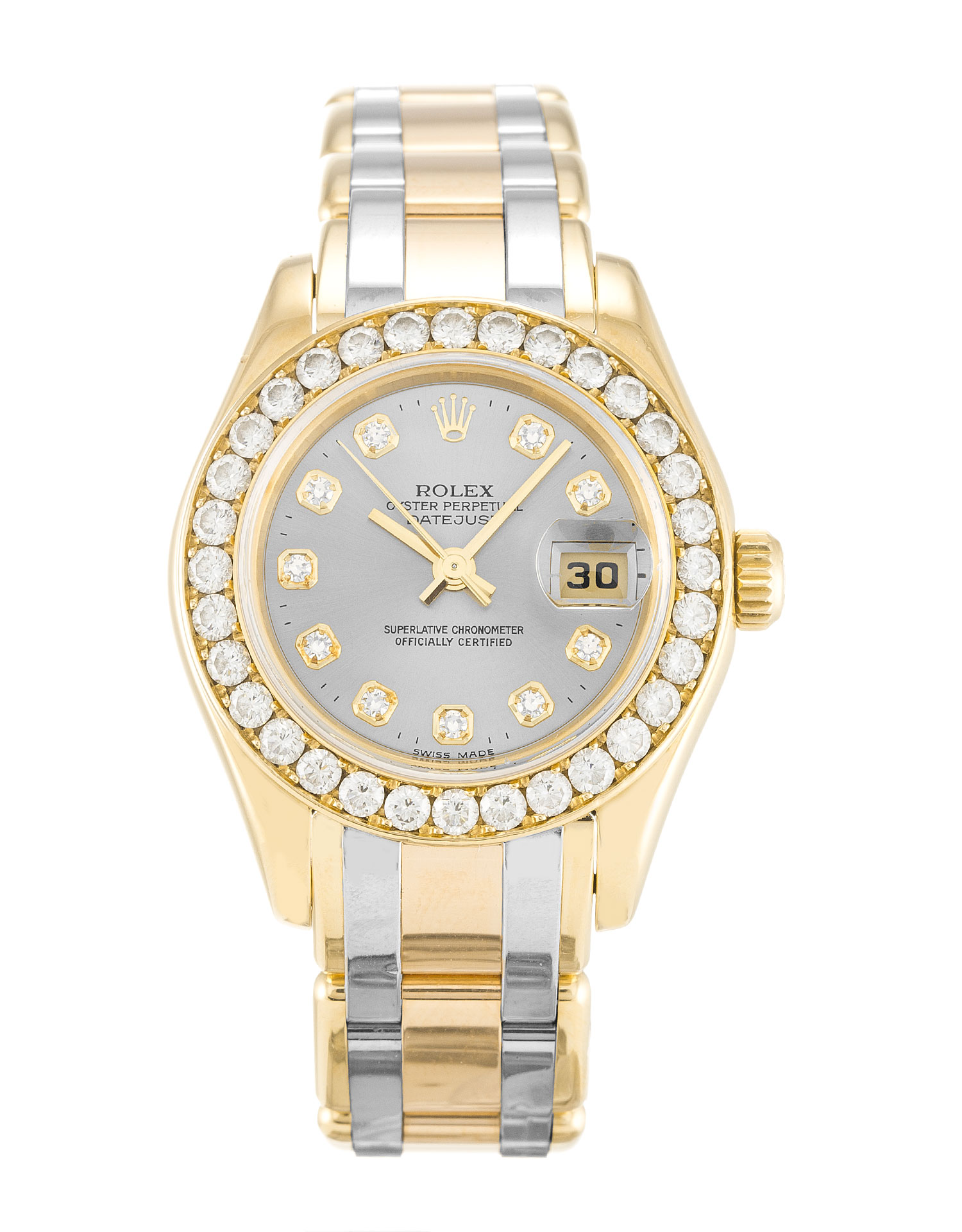 Rolex Pearlmaster 80298 Automatic, 29MM Yellow Gold, Diamonds, Diamond Dial, Ladies Watch