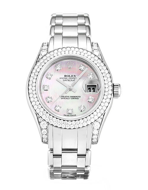 Rolex Pearlmaster 80359 Replica Watch, Automatic Movement, 29 MM White Gold Case, Diamond Set