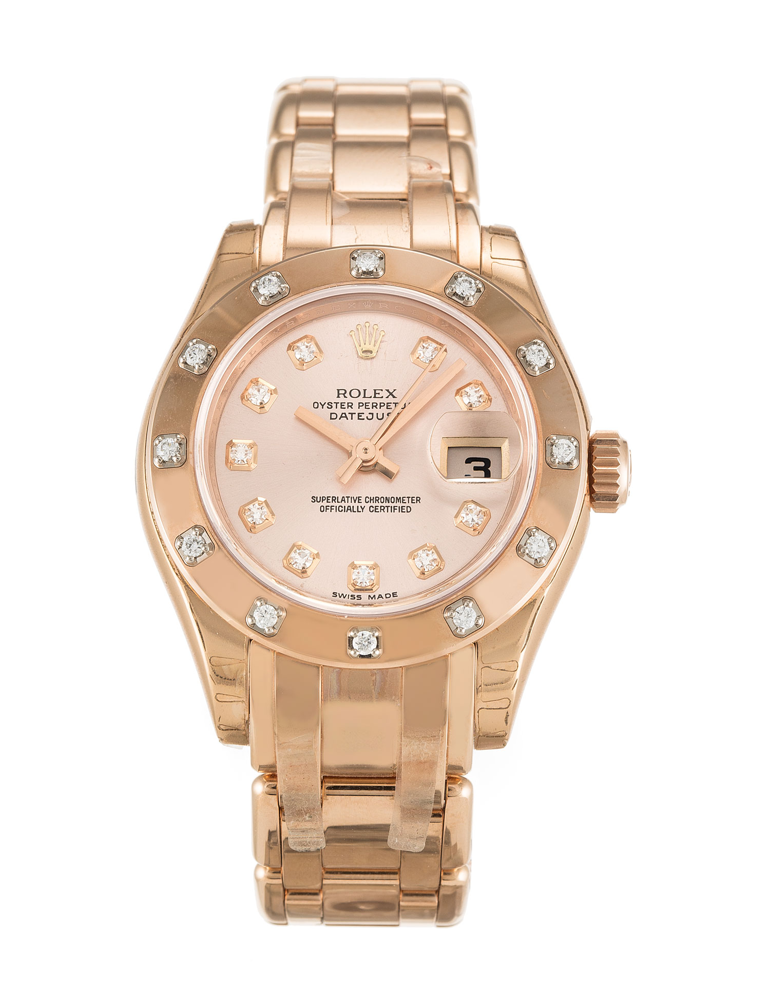 Rolex Pearlmaster 80315 Replica Watch, Automatic Movement, 29 MM Rose Gold Case, Diamond Dial