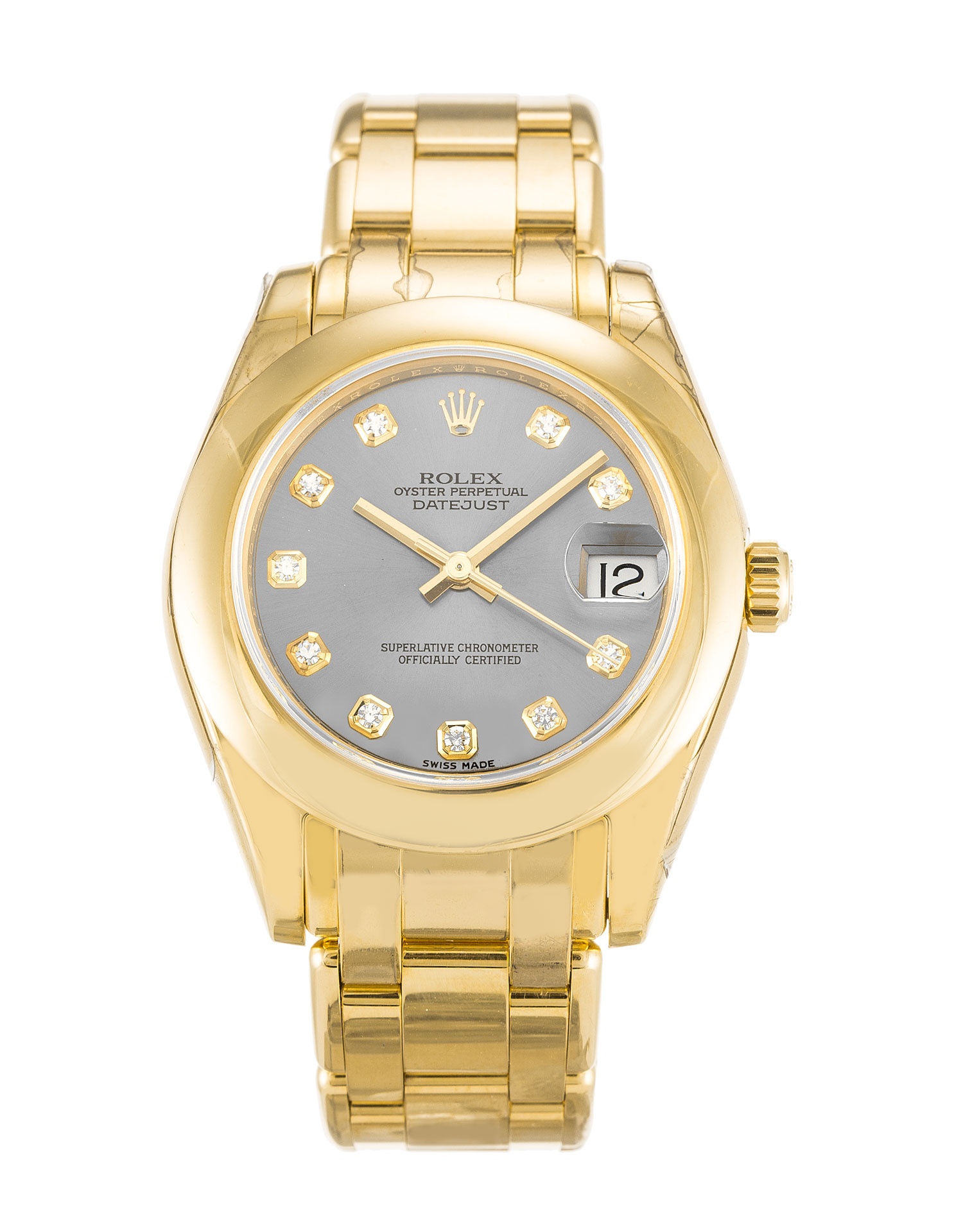 Rolex Pearlmaster 81208 | Automatic | 31 MM | Yellow Gold | Diamond Dial Replica Watch