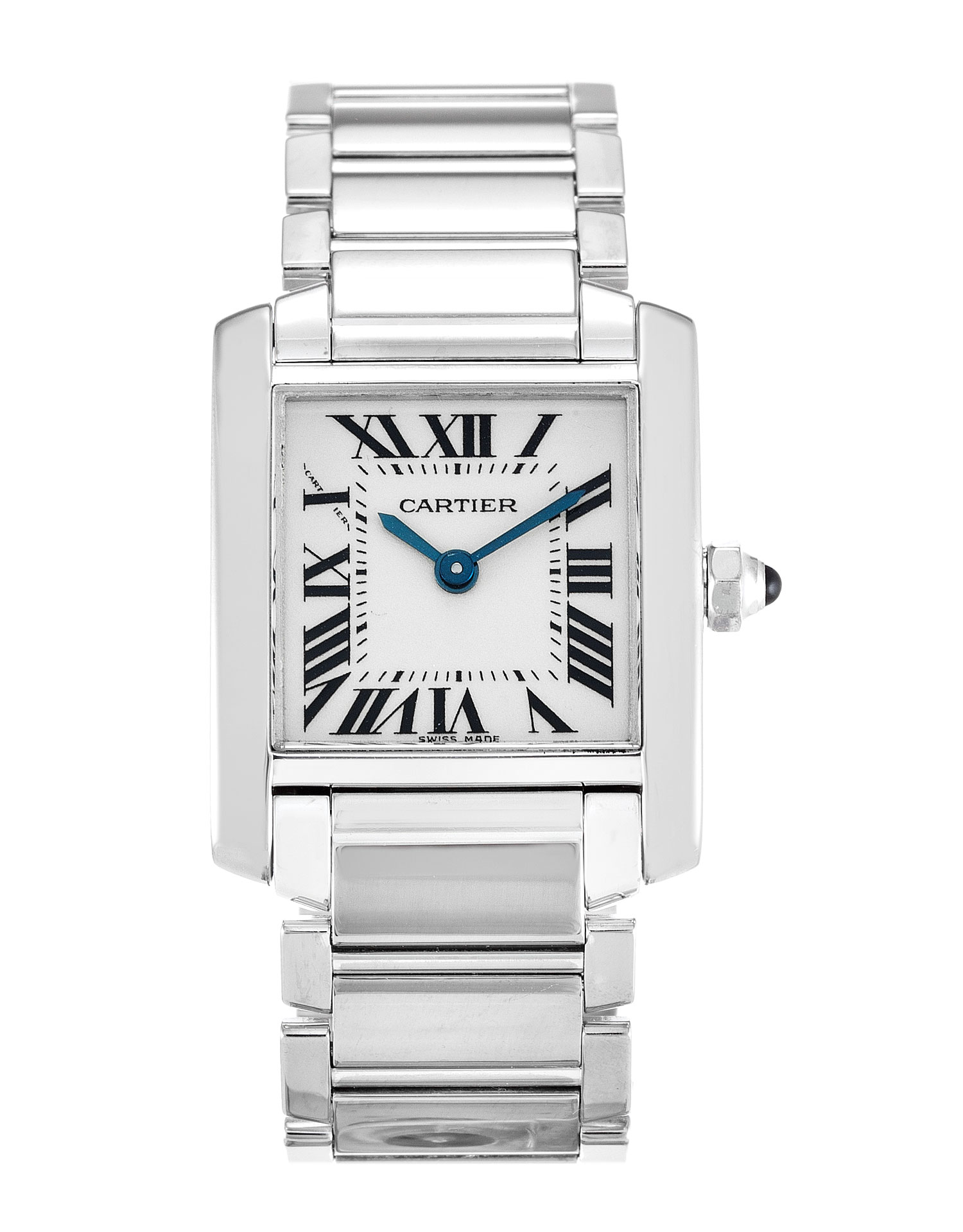 W50012S3 - Cartier Tank Francaise Ladies Quartz Watch - 25mm White Gold - Silver Roman Numeral Dial