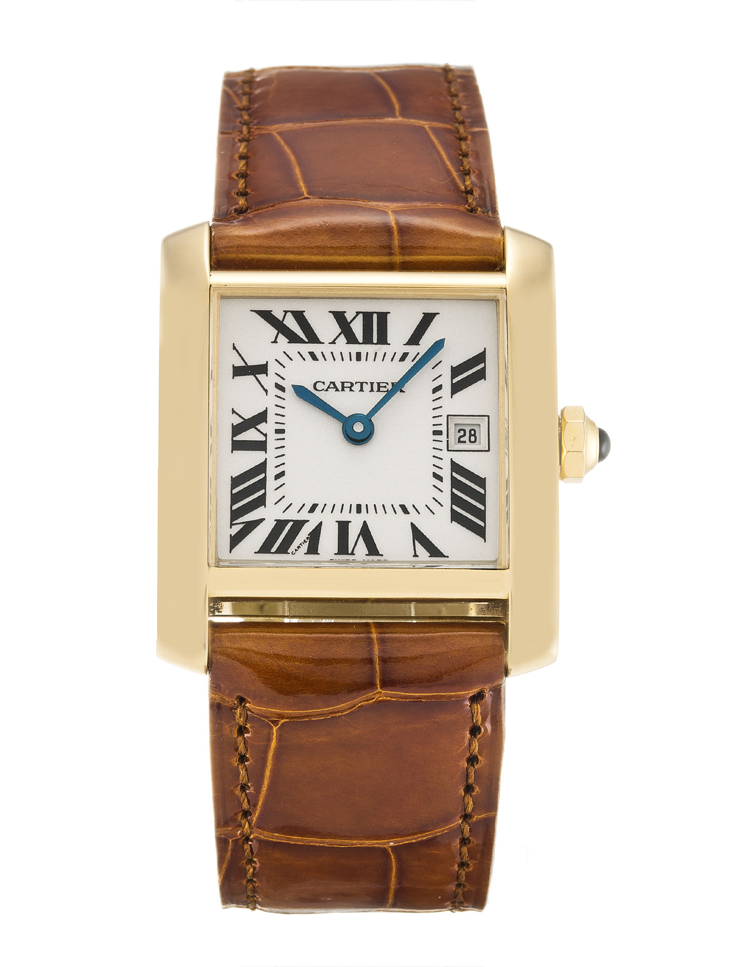 Cartier Tank Francaise W5001456 Replica Watch, Quartz, 31 MM Yellow Gold Case, Silver Roman Numeral