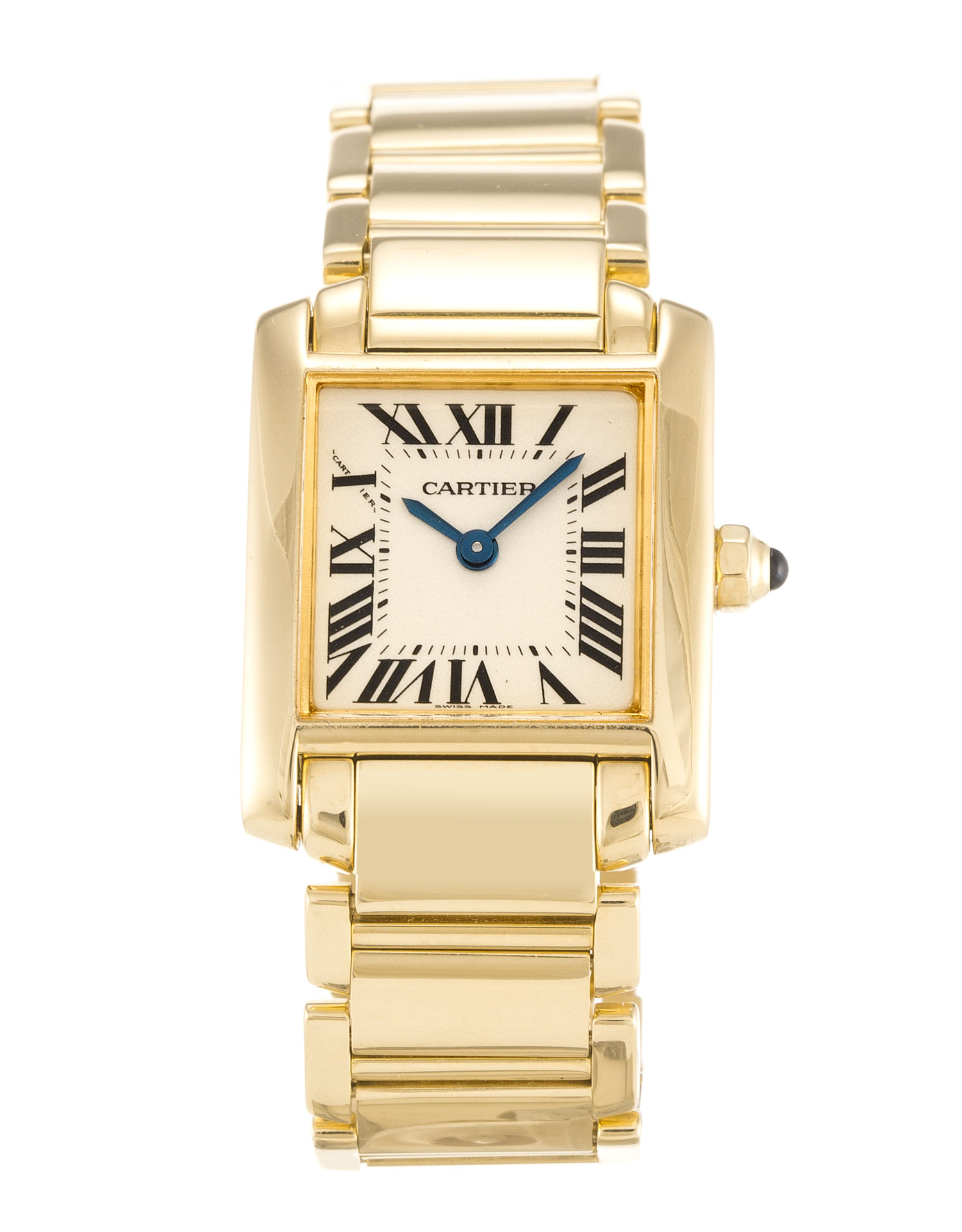 Cartier Tank Francaise Replica Watch W50002N2 Quartz Silver Roman Numeral 25mm Yellow Gold Case &