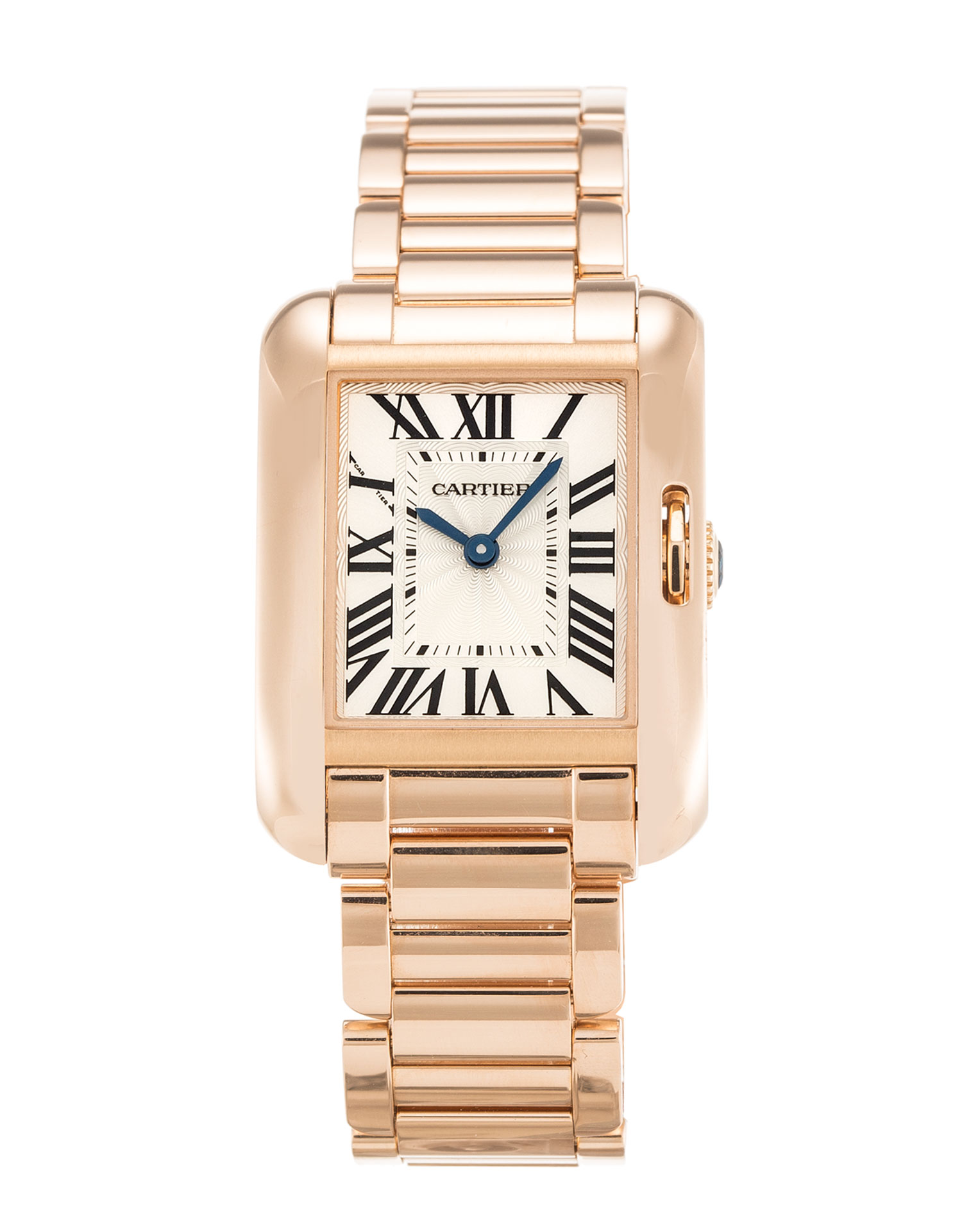 Cartier Tank Anglaise W5310013, Quartz, 23 MM Rose Gold Case, Silver Roman Numeral Dial, Ladies