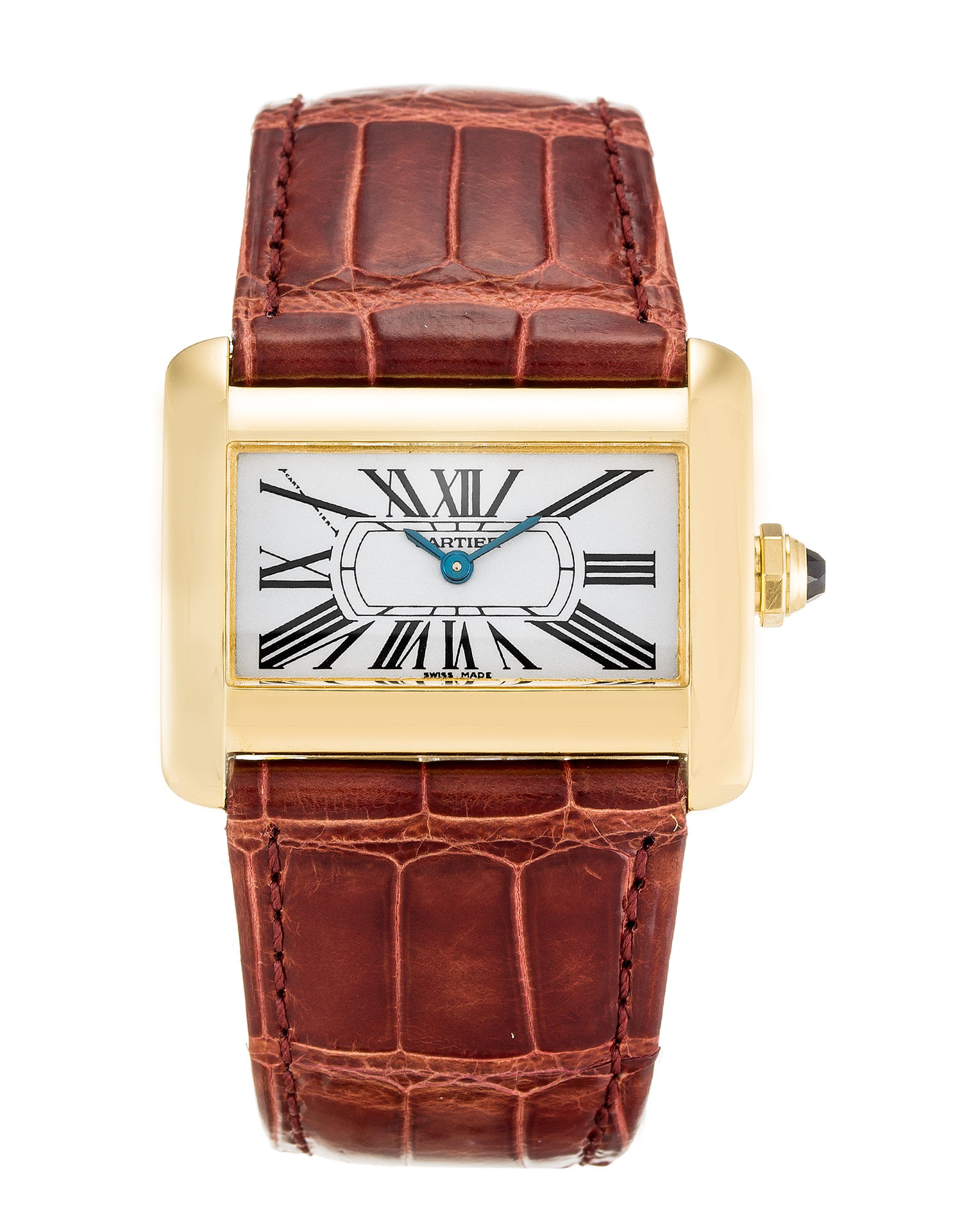 Cartier Tank Divan W6300356 - Replica Watch - Ladies - Quartz - 32mm Yellow Gold - Leather Brown