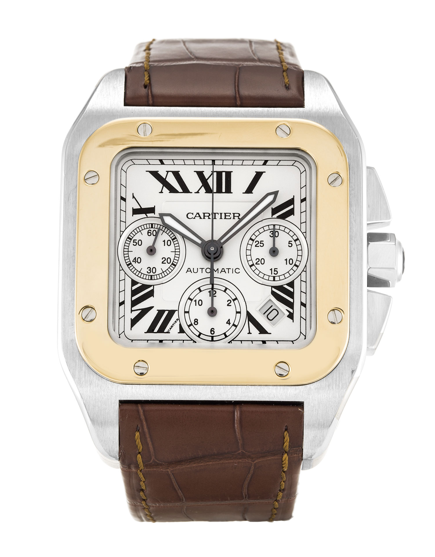 Cartier Santos 100 W20091X7 - Automatic - 42 MM - Steel & Yellow Gold Case - Silver Roman Numeral
