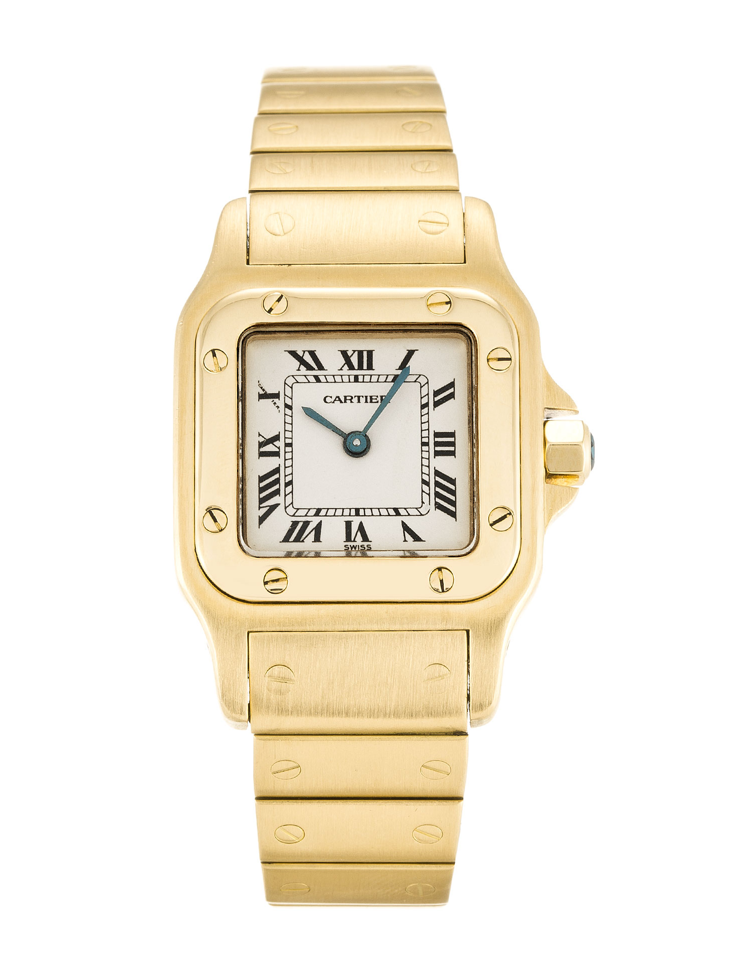 Cartier Santos W20010C5, Quartz, 23mm Yellow Gold, White Roman Numeral, Ladies Replica Watch