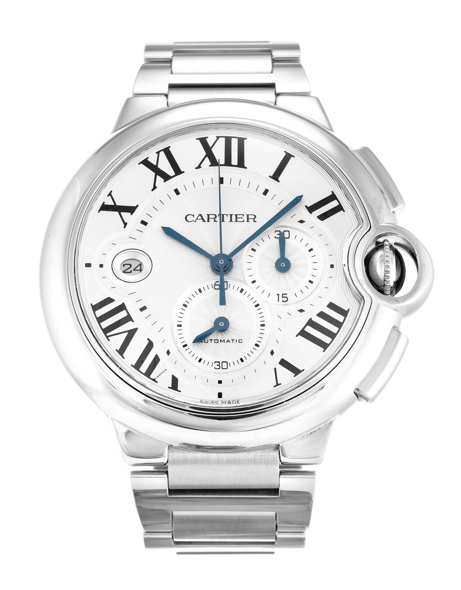 Cartier Ballon Bleu W6920002 Automatic Mens Watch, 47MM Steel Case, Silver Roman Numeral Dial