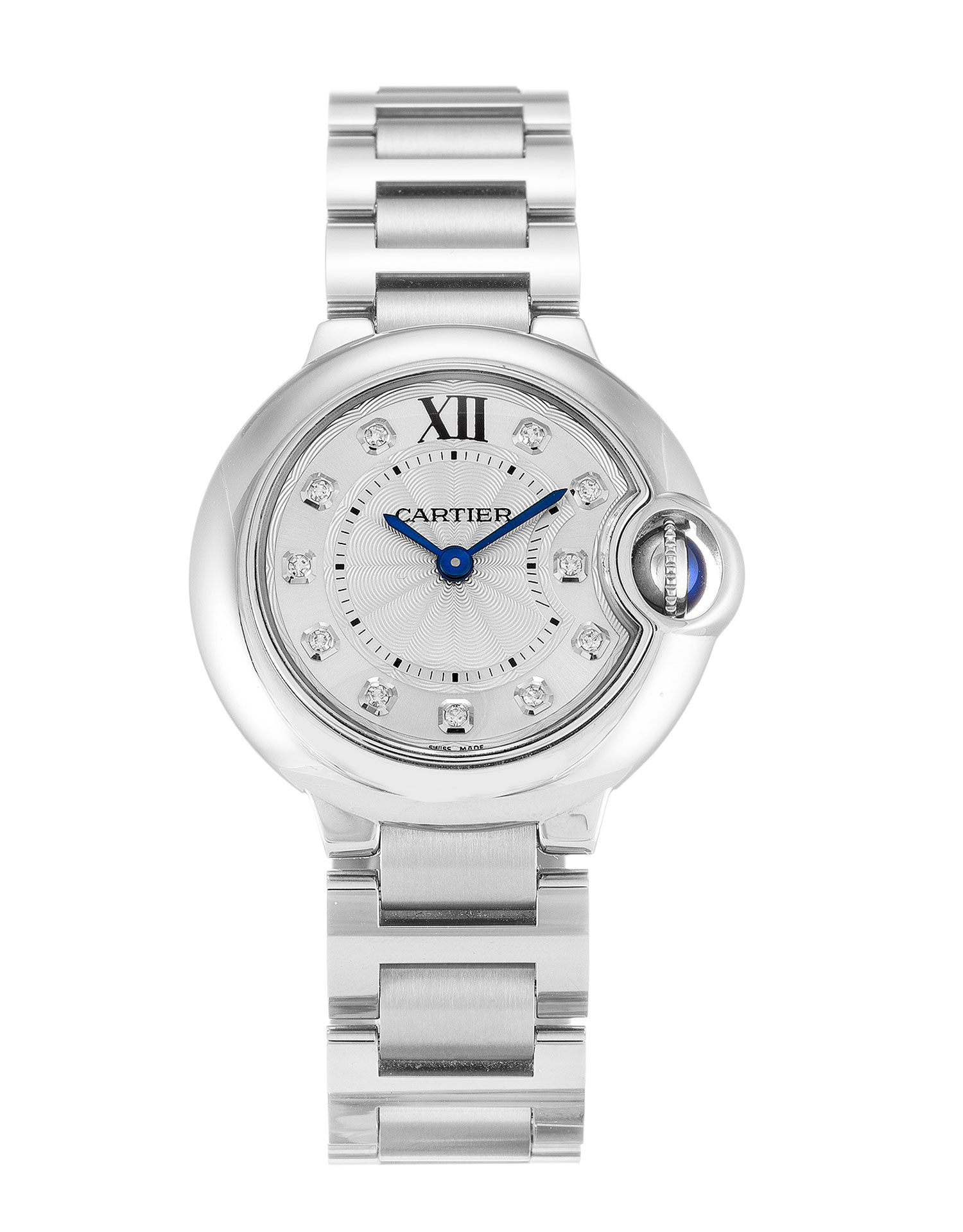 Cartier Ballon Bleu WE902073 - Quartz - 28 MM Steel Case - Silver Diamond Dial Replica Watch