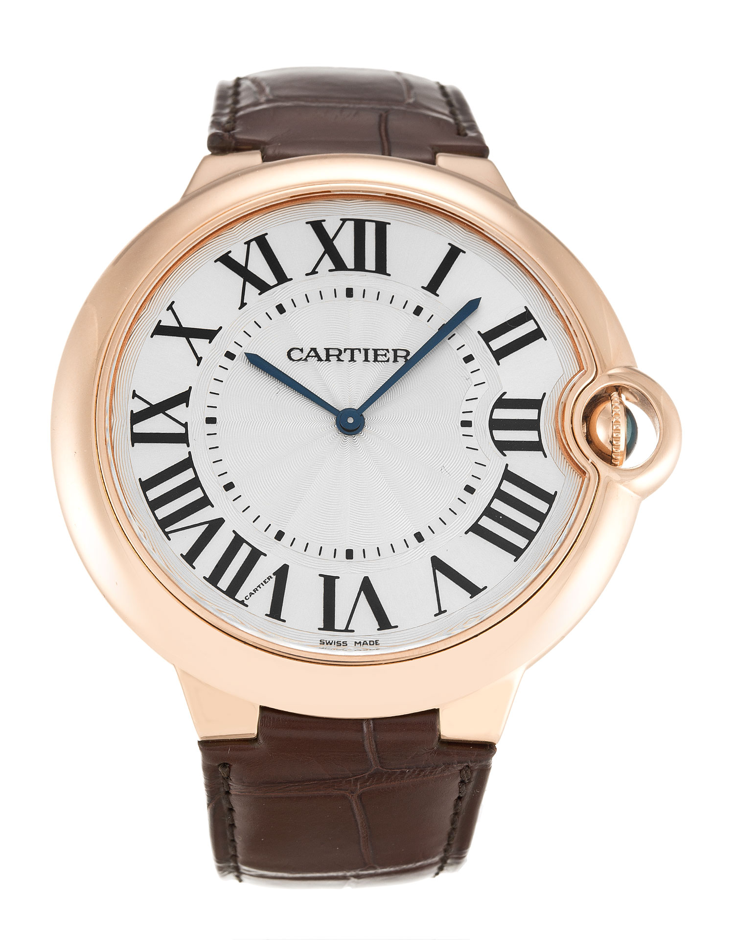 W6920054 - Cartier Ballon Bleu Mens Watch - Automatic - 46MM Rose Gold - Alligator Brown Bracelet