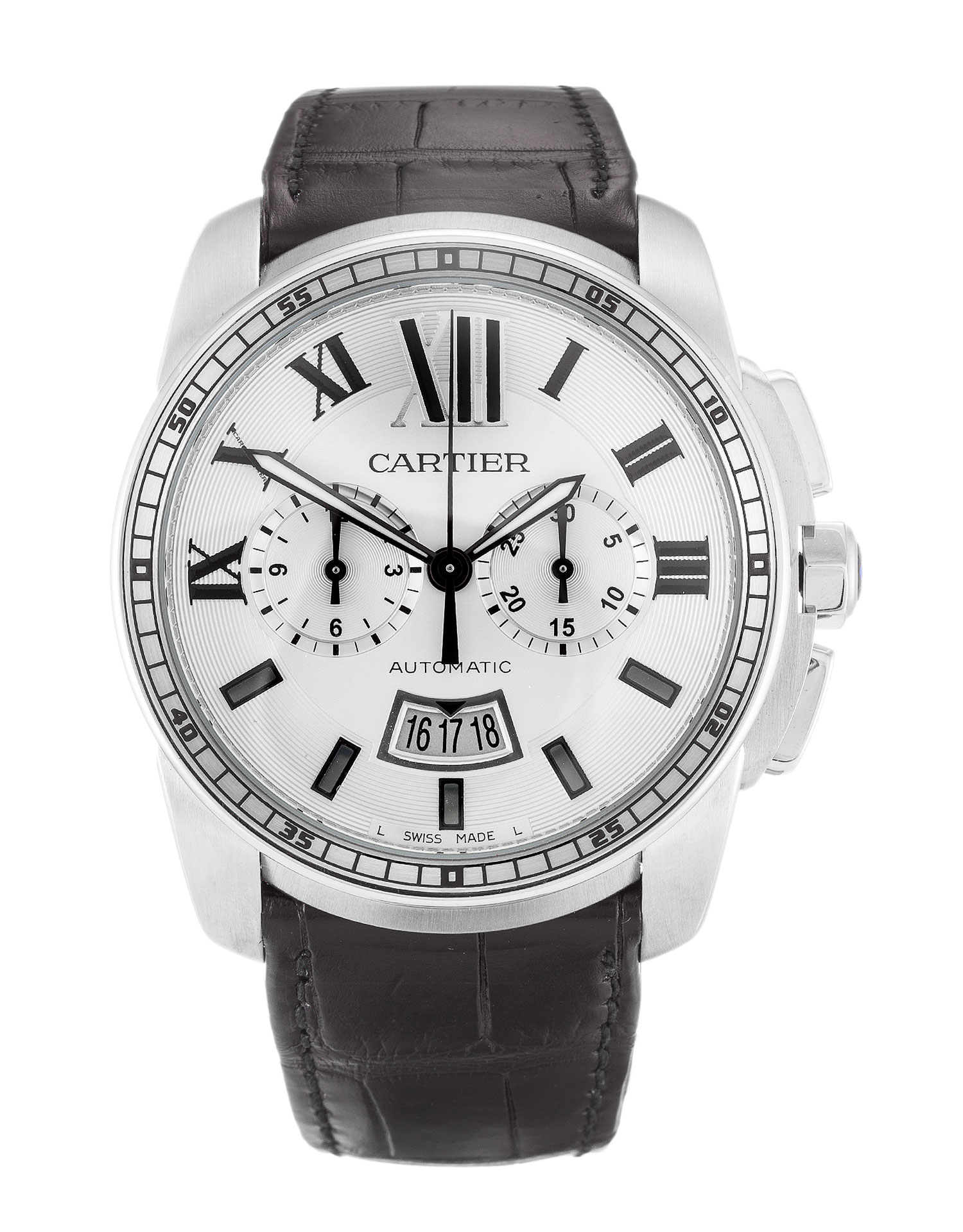Cartier Calibre de Cartier W7100046 Replica Watch, Automatic, Silver Roman Numeral Dial, Steel