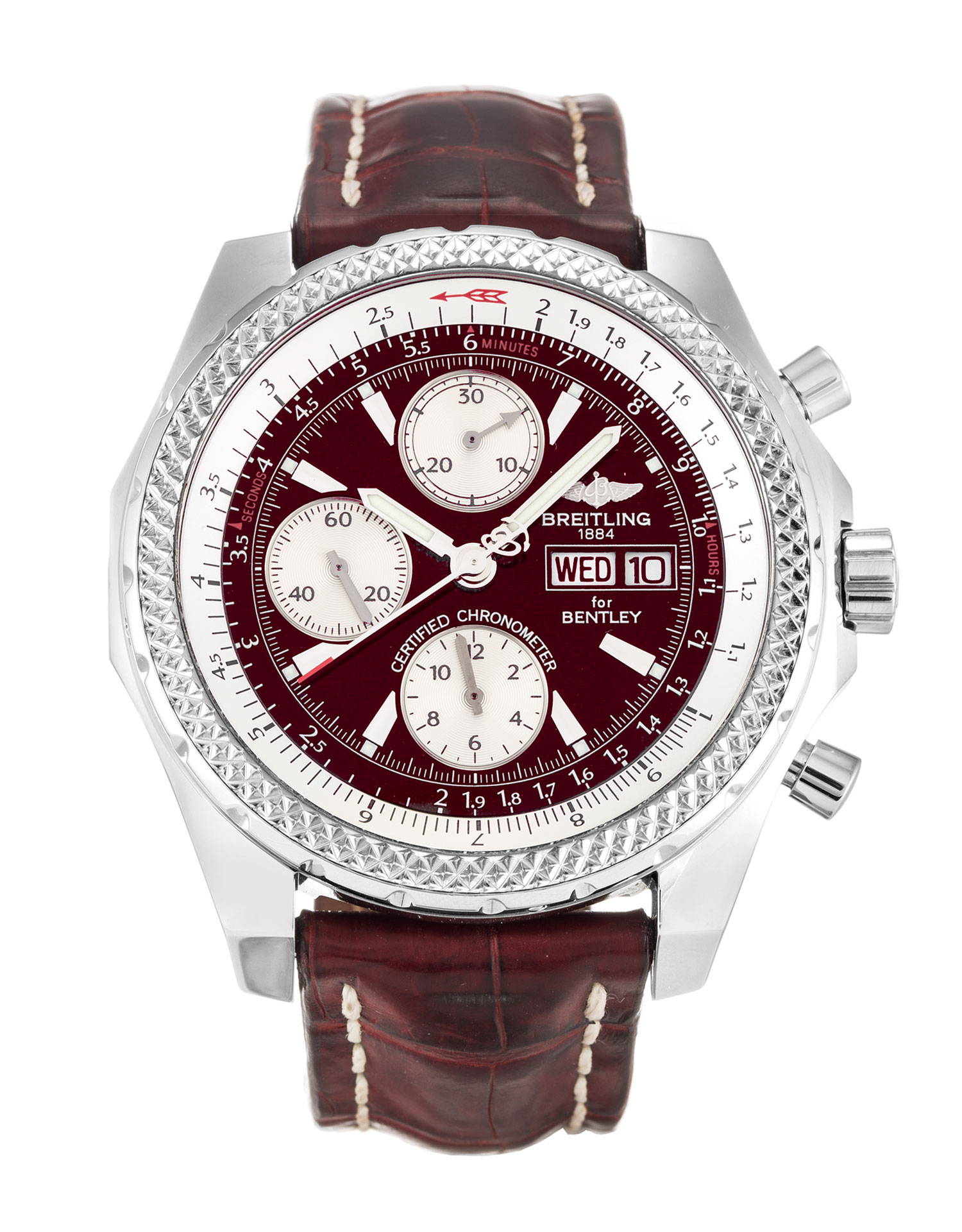 Breitling Bentley GT A13362 Mens Replica Watch, Burgundy Baton Dial, Steel Case, Quartz Movement