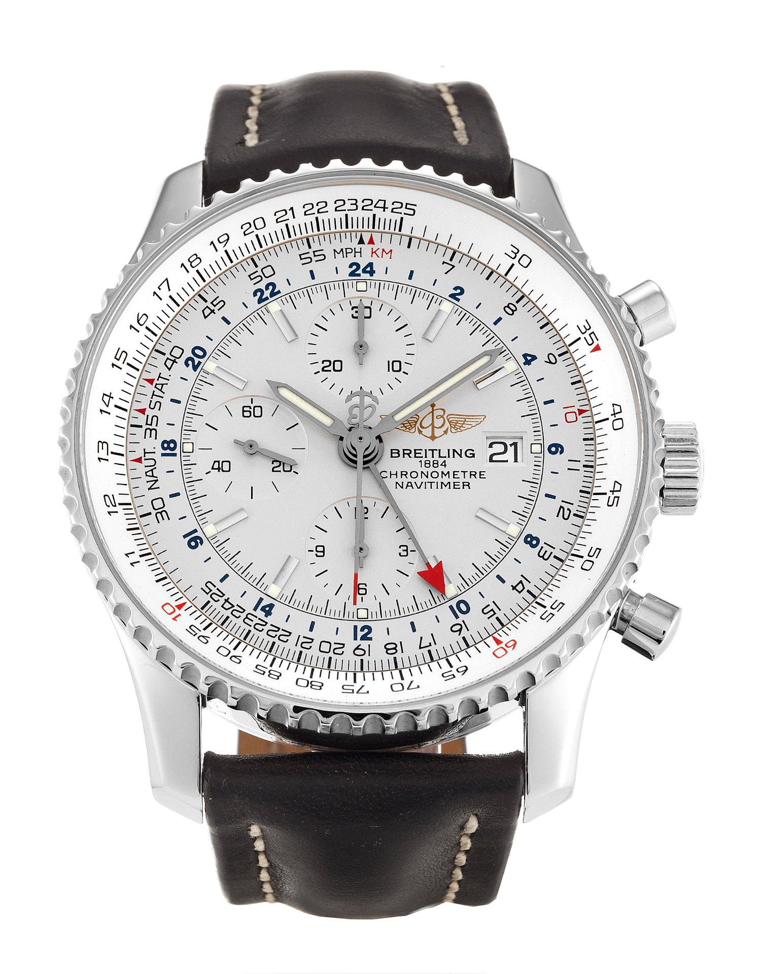 Breitling Navitimer World A24322 | Mens | Quartz | 46mm Steel Case | Baton Dial | Water Resistant