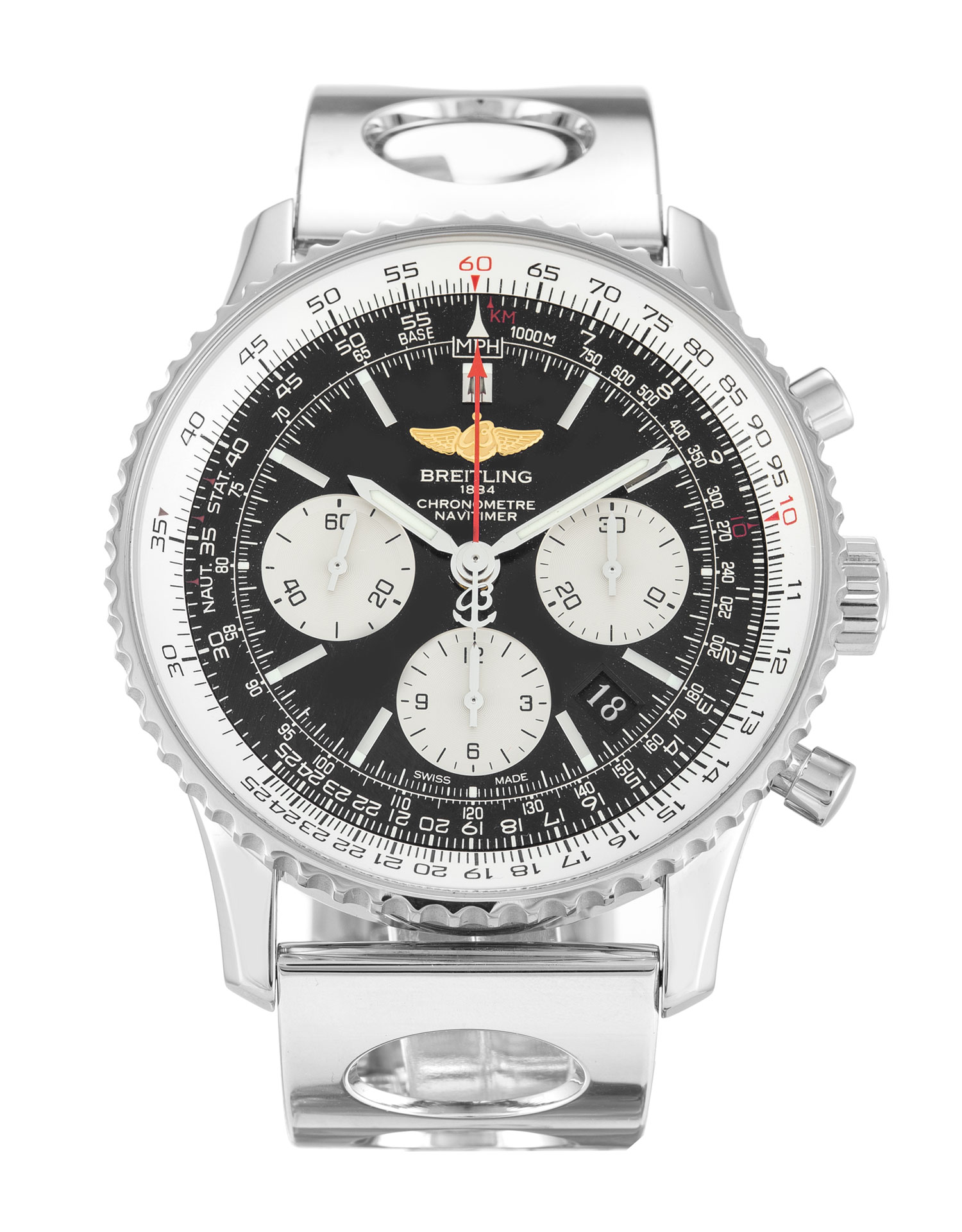 Breitling Navitimer AB0120 Mens Watch Replica, Quartz Movement, 43MM Steel Case, Black Baton Silver
