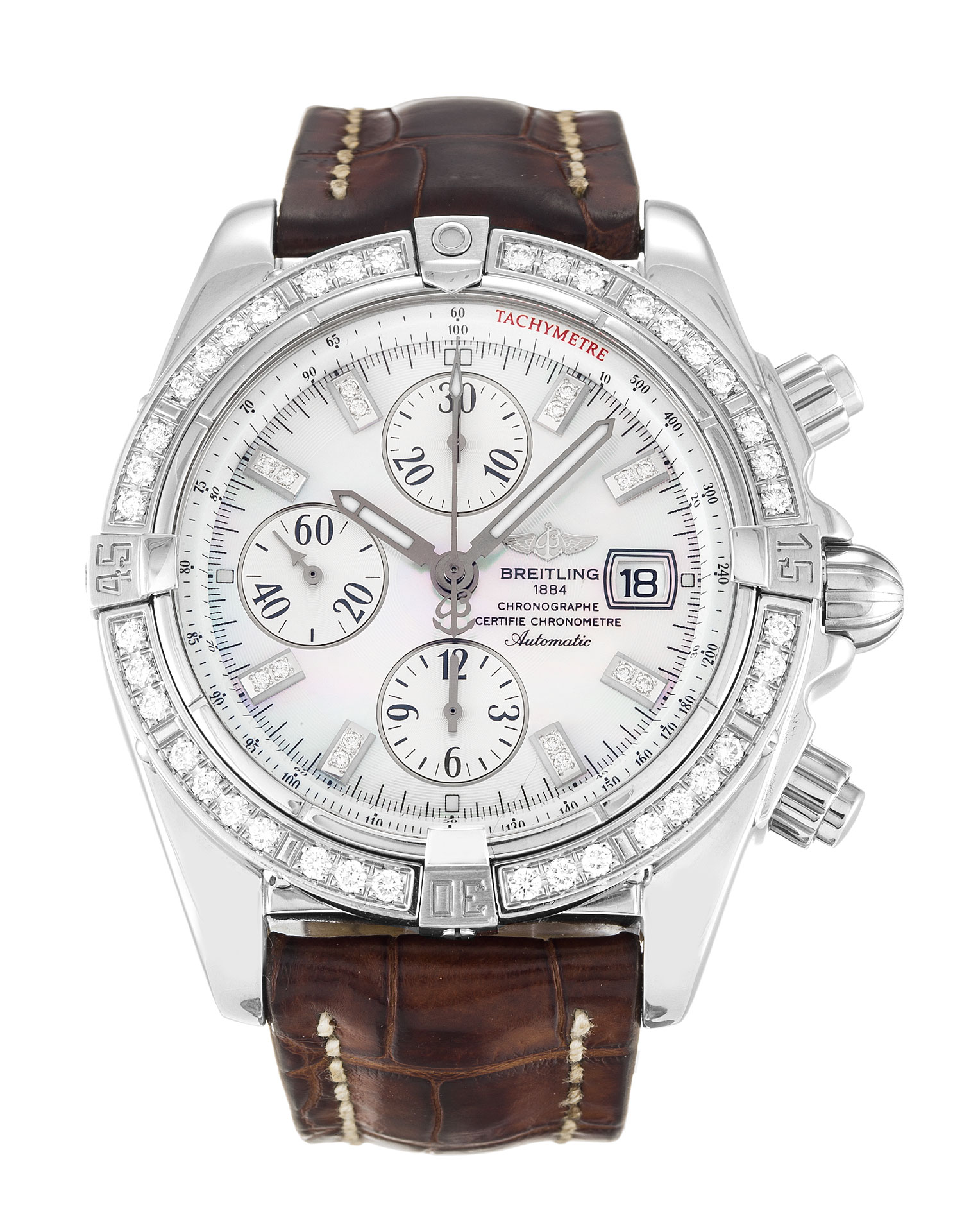 A13356-BREITLING-CHRONOMAT-EVOLUTION-WATCH-QUARTZ-STEEL-43.7MM-BROWN-CROCO-PEARL-DIAMOND-DIAL-WATER