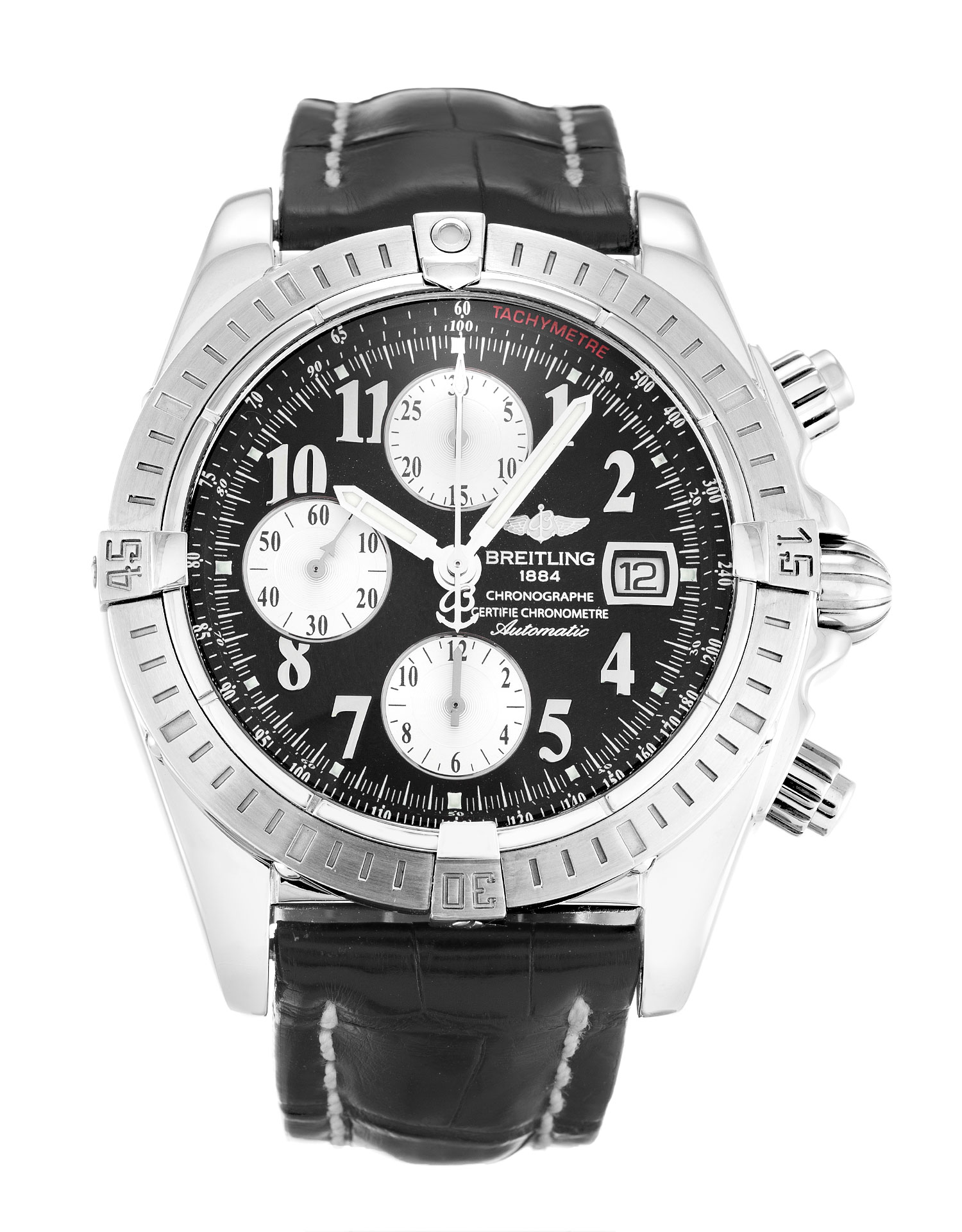 Breitling Chronomat Evolution A13356 Replica Watch, Mens Quartz, 43.7mm Steel Case, Black Arabic