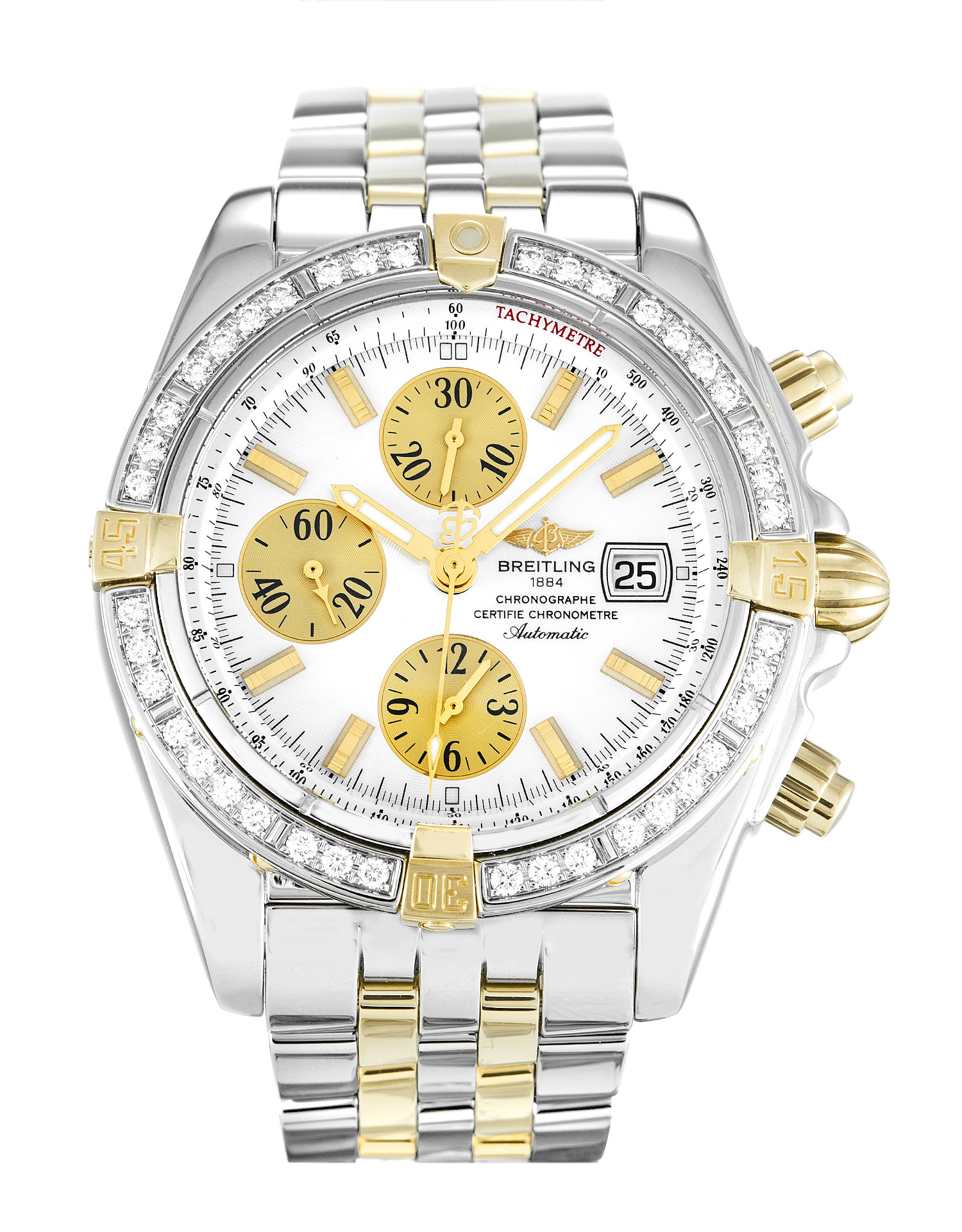 Breitling Chronomat Evolution B13356 - Quartz - Mother of Pearl Baton Dial - Steel/Yellow Gold