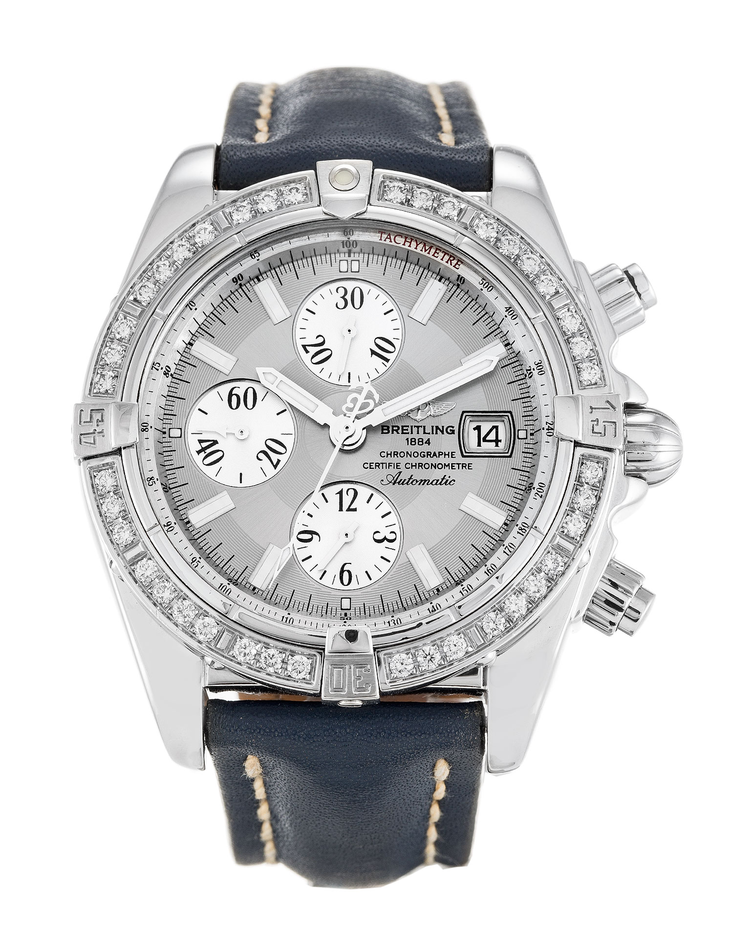 Breitling Chronomat Evolution A13356 Mens Quartz Watch Replica, 43.7mm Steel Case with Diamonds